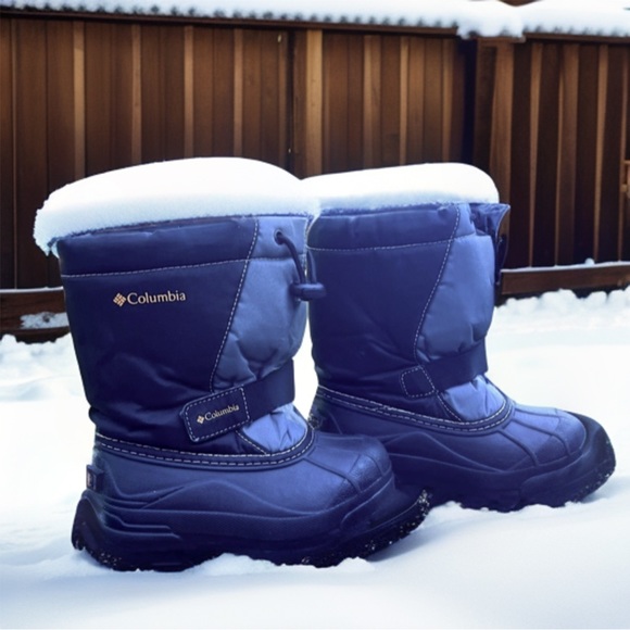 COLUMBIA Kids Snow Boots- Black/gray/ Yellow stitching -Sz 12 - Picture 6 of 6